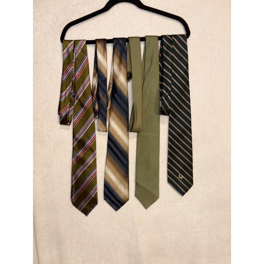 Designer Tie Lot Christian Dior Zegna Valentino Givenchy Silk Striped Green Blue